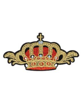 Royal Crown Embroidered Patch Gold Red King Crown Applique Iron On
